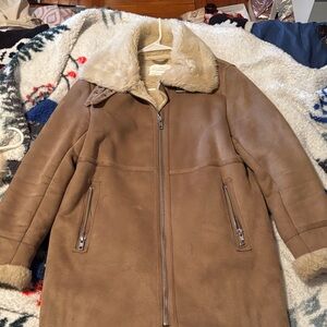 Zara Brown Teddy Jacket with Cream Accents